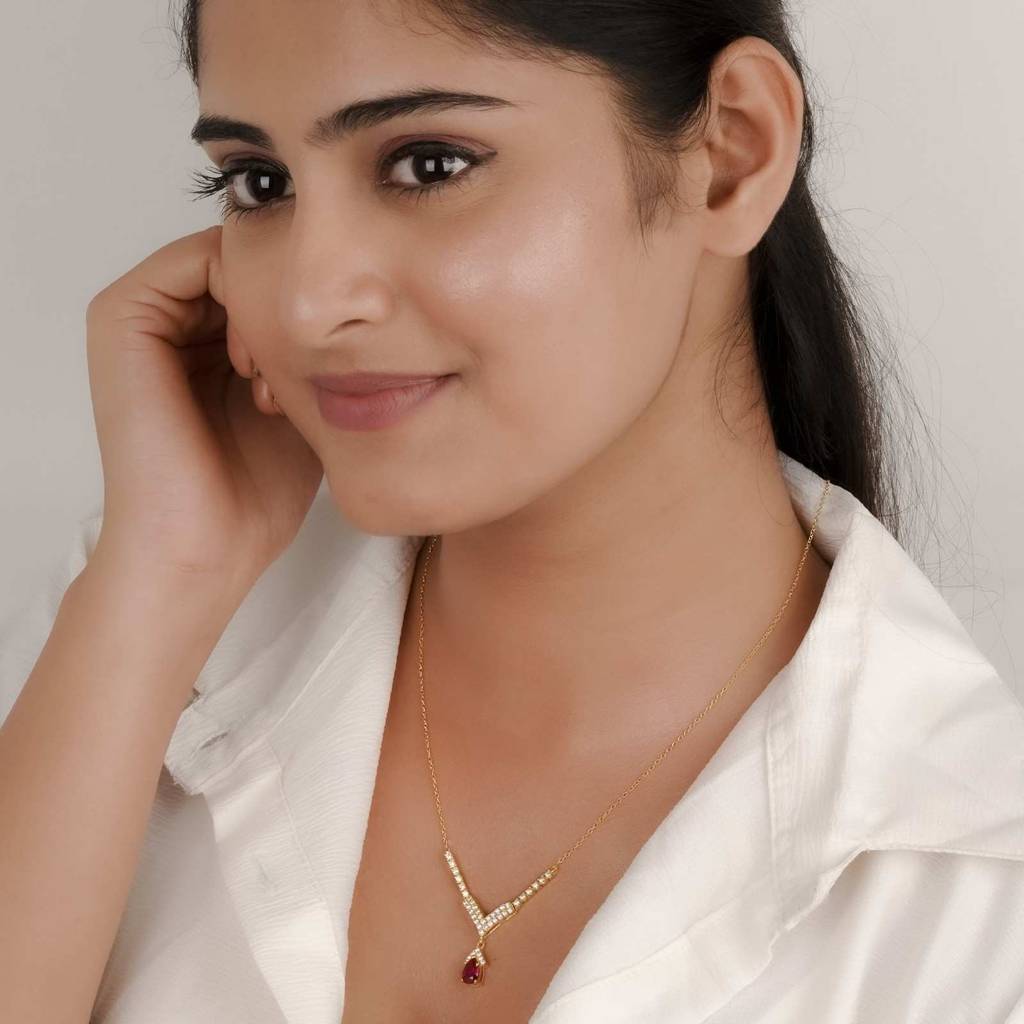 Golden Romantique Curved Drop Necklace : ZLNKL-1006Y