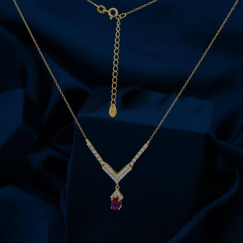 Golden Romantique Curved Drop Necklace : ZLNKL-1006Y