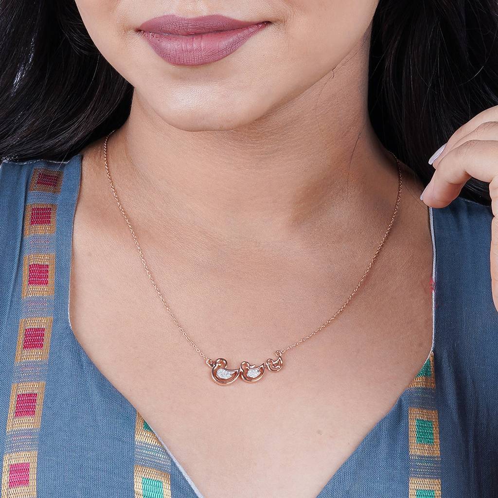Rose Gold Swim Ducks Necklace : ZLNKL-1009