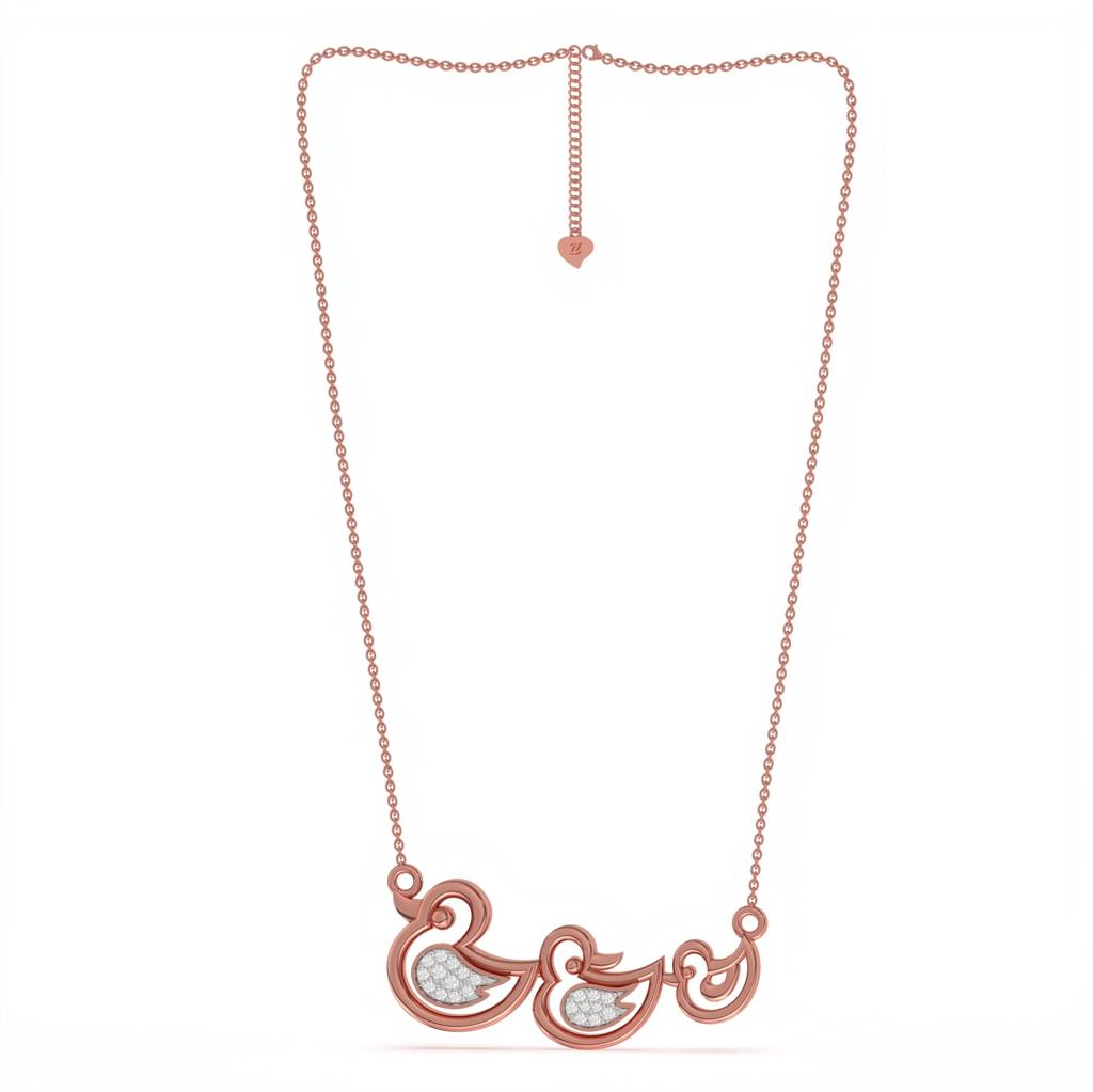 Rose Gold Swim Ducks Necklace : ZLNKL-1009