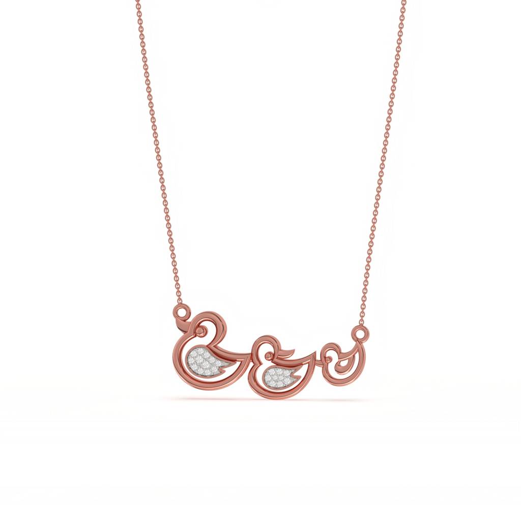 Rose Gold Swim Ducks Necklace : ZLNKL-1009