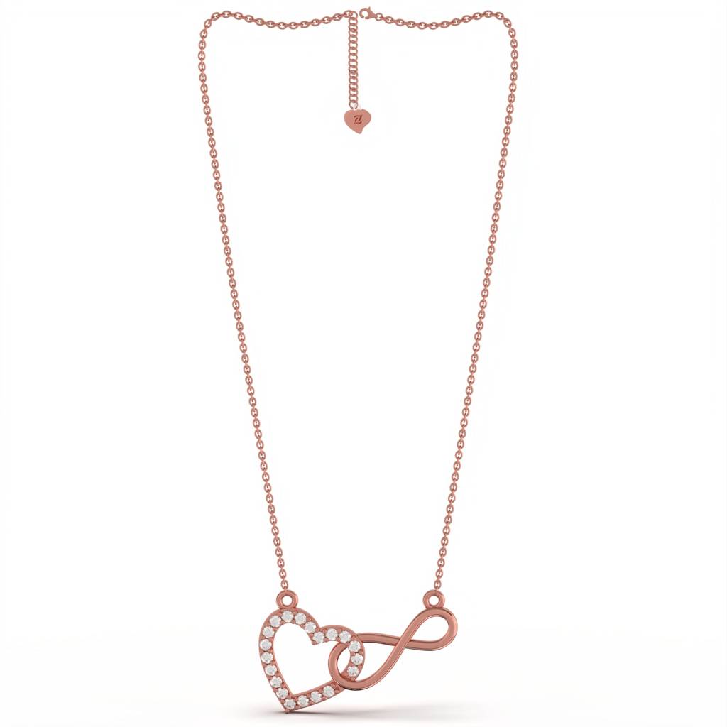 Rose Gold Infinity Zircon Heart Necklace For Women : ZLNKL-1010R