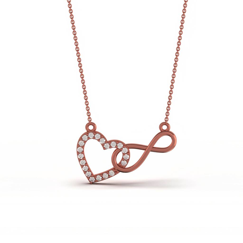Rose Gold Infinity Zircon Heart Necklace For Women : ZLNKL-1010R