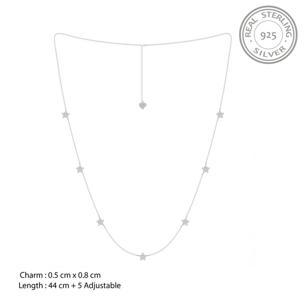 Silver Choker Star Minimalist Necklace : ZLNKL-1011