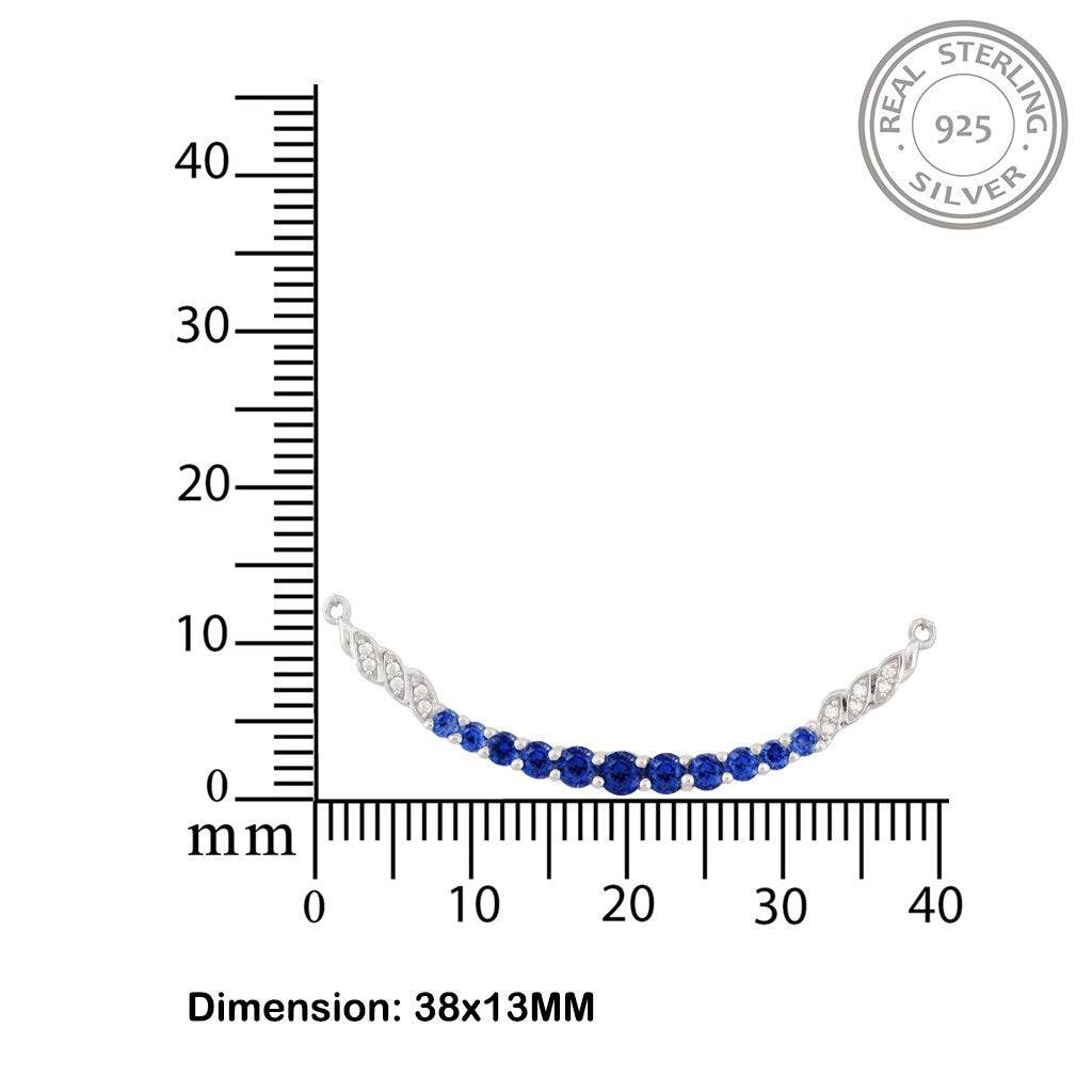 Silver Sapphire Curved Bar Necklace : ZLNKL-1012