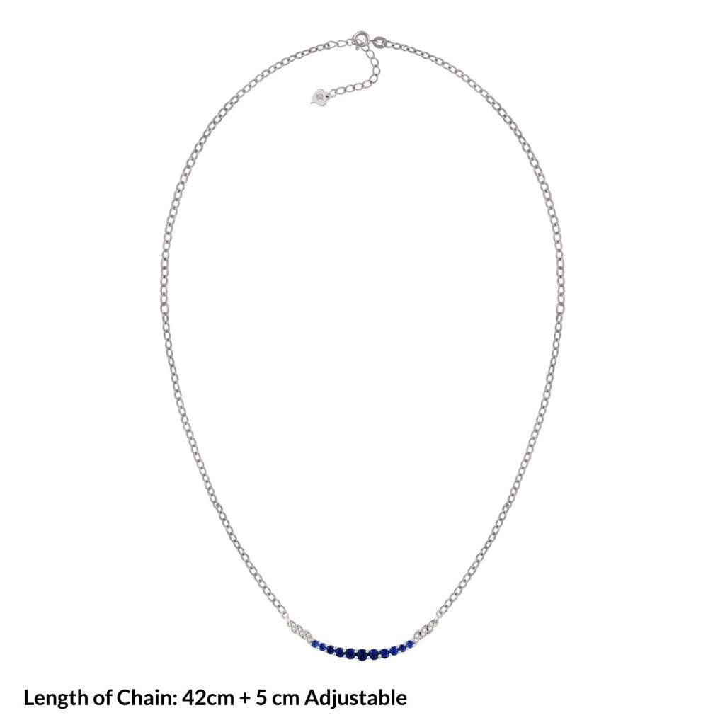 Silver Sapphire Curved Bar Necklace : ZLNKL-1012