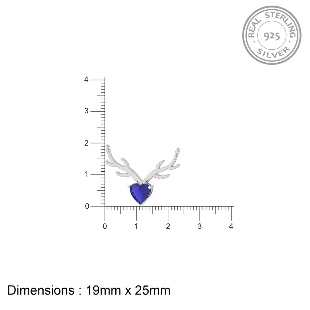 Silver Deer Theme Heart Sapphire Necklace : ZLNKL-1014