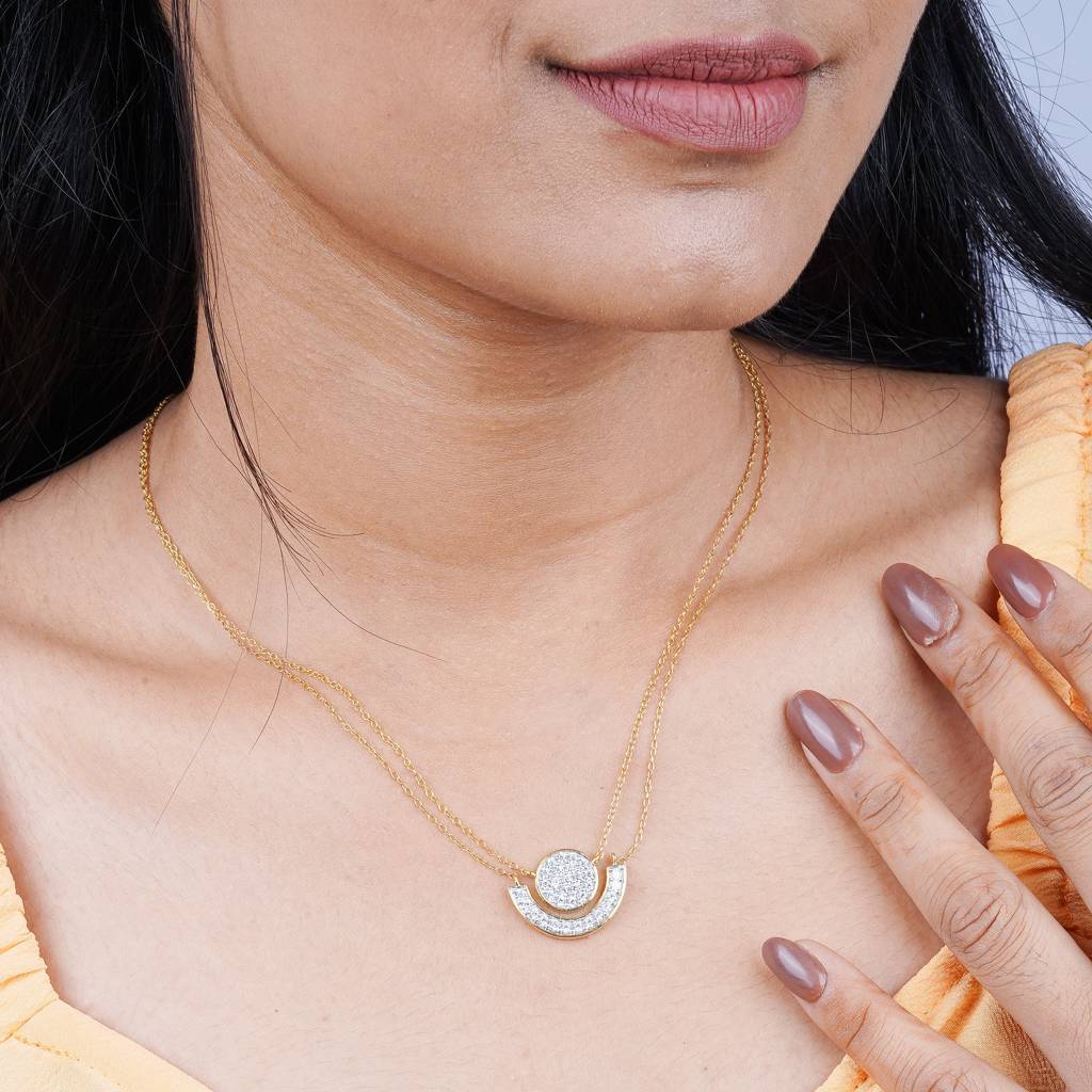 Golden Charm Medal Theme Necklace : ZLNKL-1015