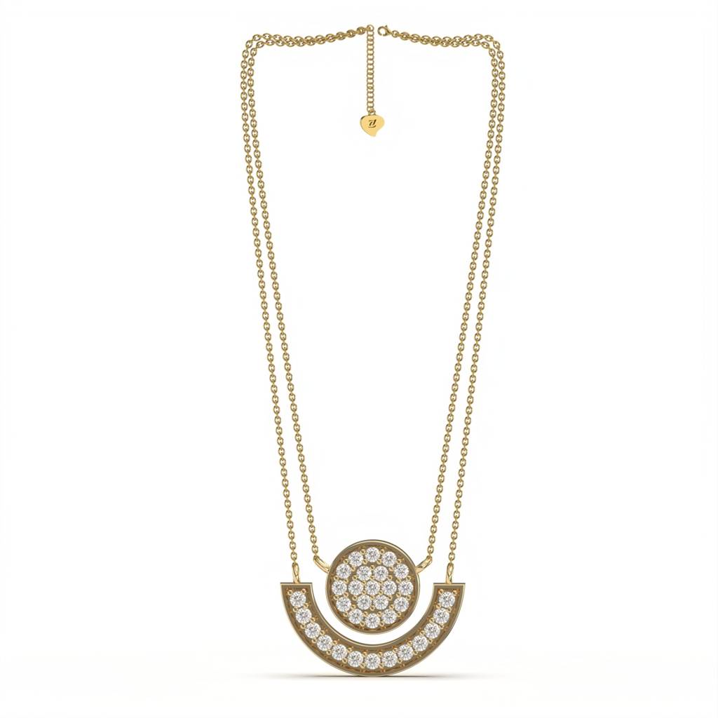 Golden Charm Medal Theme Necklace : ZLNKL-1015