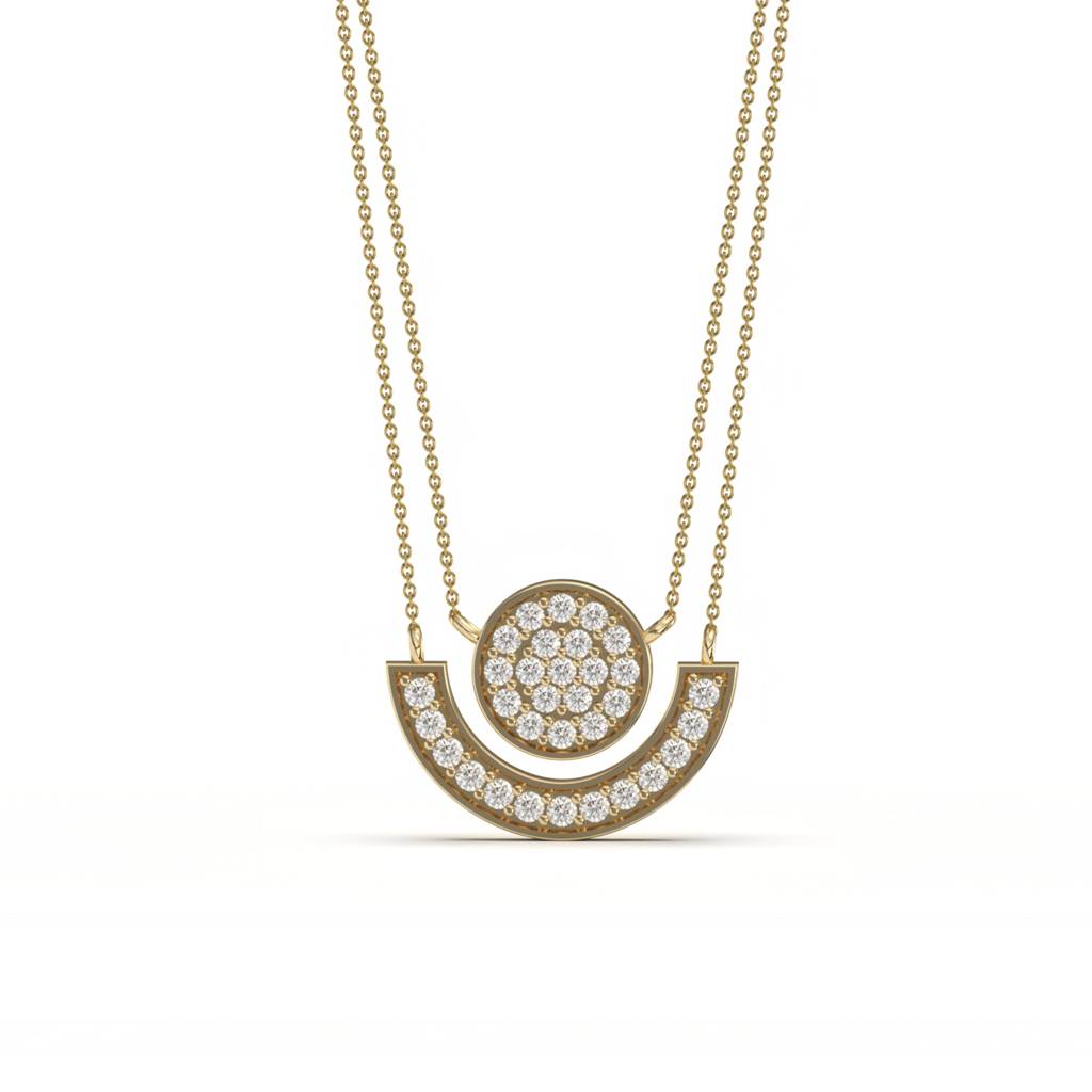 Golden Charm Medal Theme Necklace : ZLNKL-1015