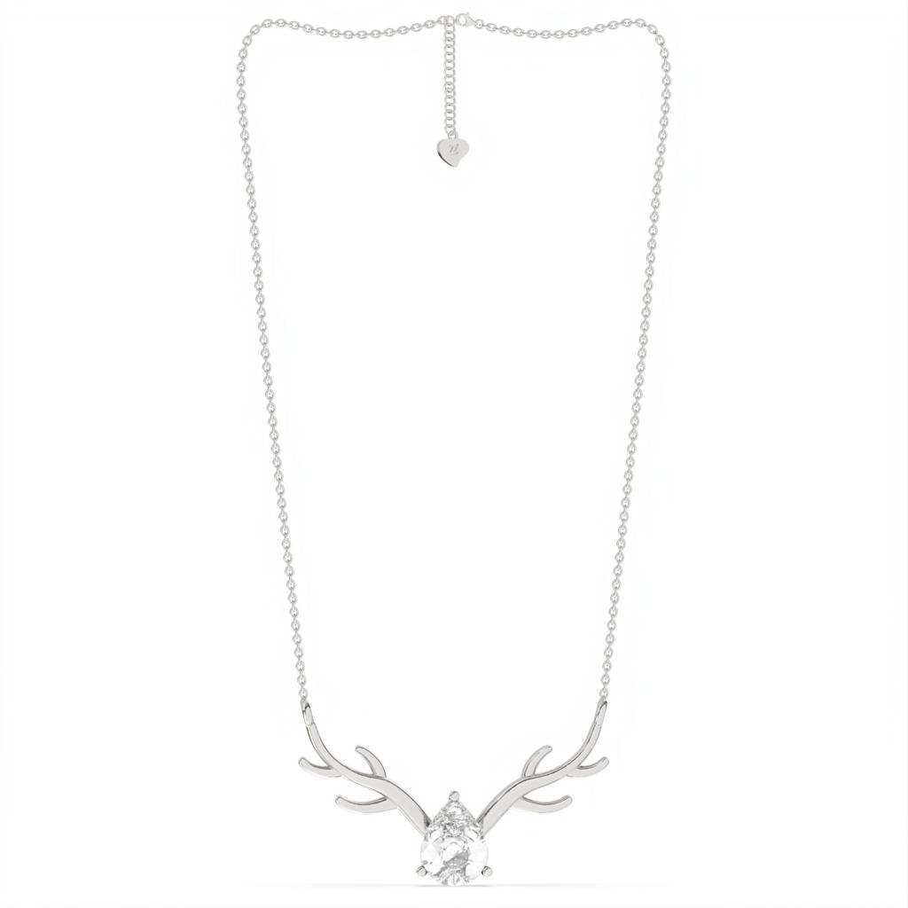 Silver Deer Antler Cubic Zircon Necklace : ZLNKL-1016