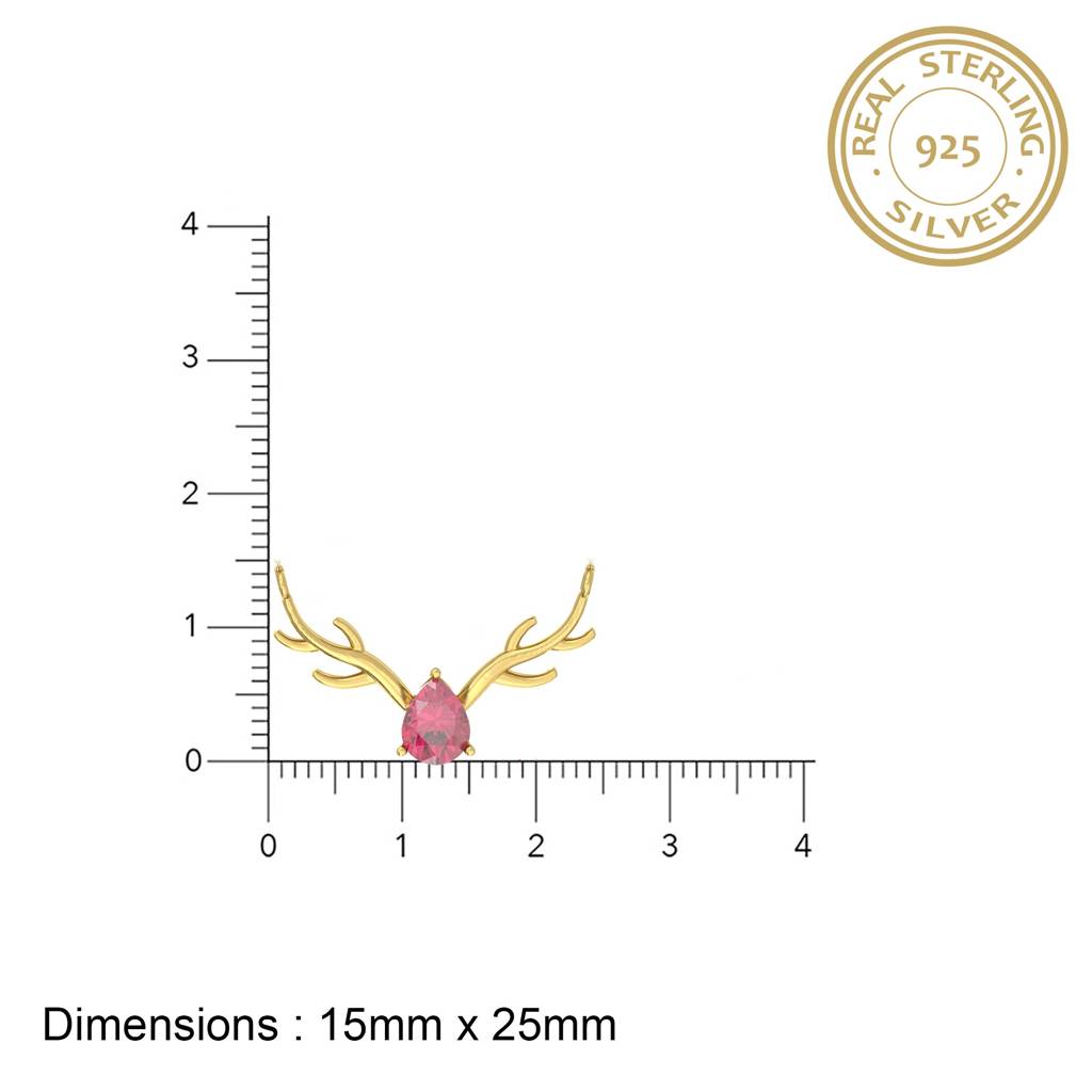Golden Deer Antler Pink Sapphire Necklace : ZLNKL-1016YPNK