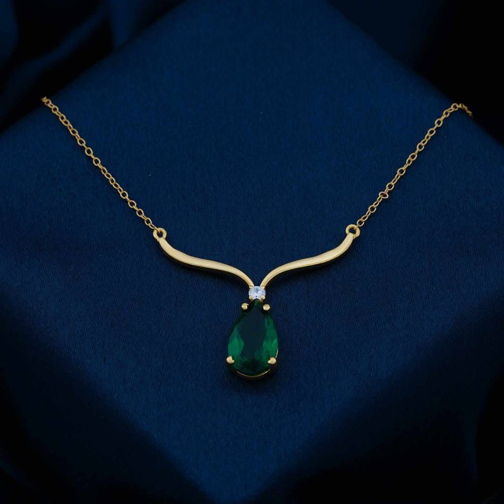 Golden Emerald Vine Drop Necklace : ZLNKL-1018Y