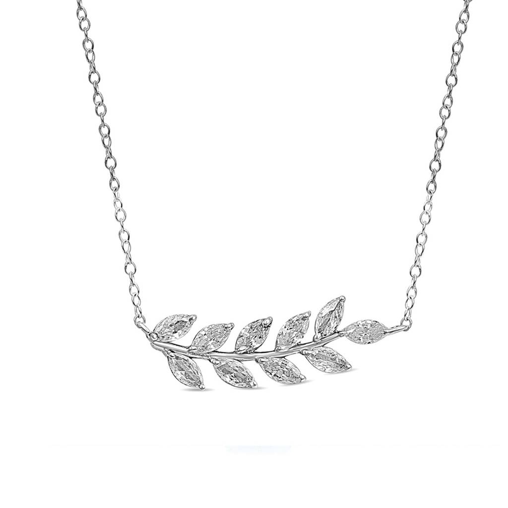 Sterling Silver Olive Leaf Design Necklace : ZLNKL-1019