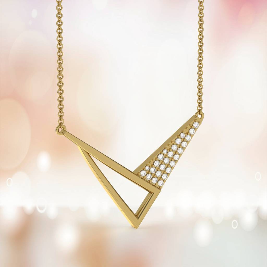 Golden Arrow Round Diamond Necklace : ZLNKL-1020Y