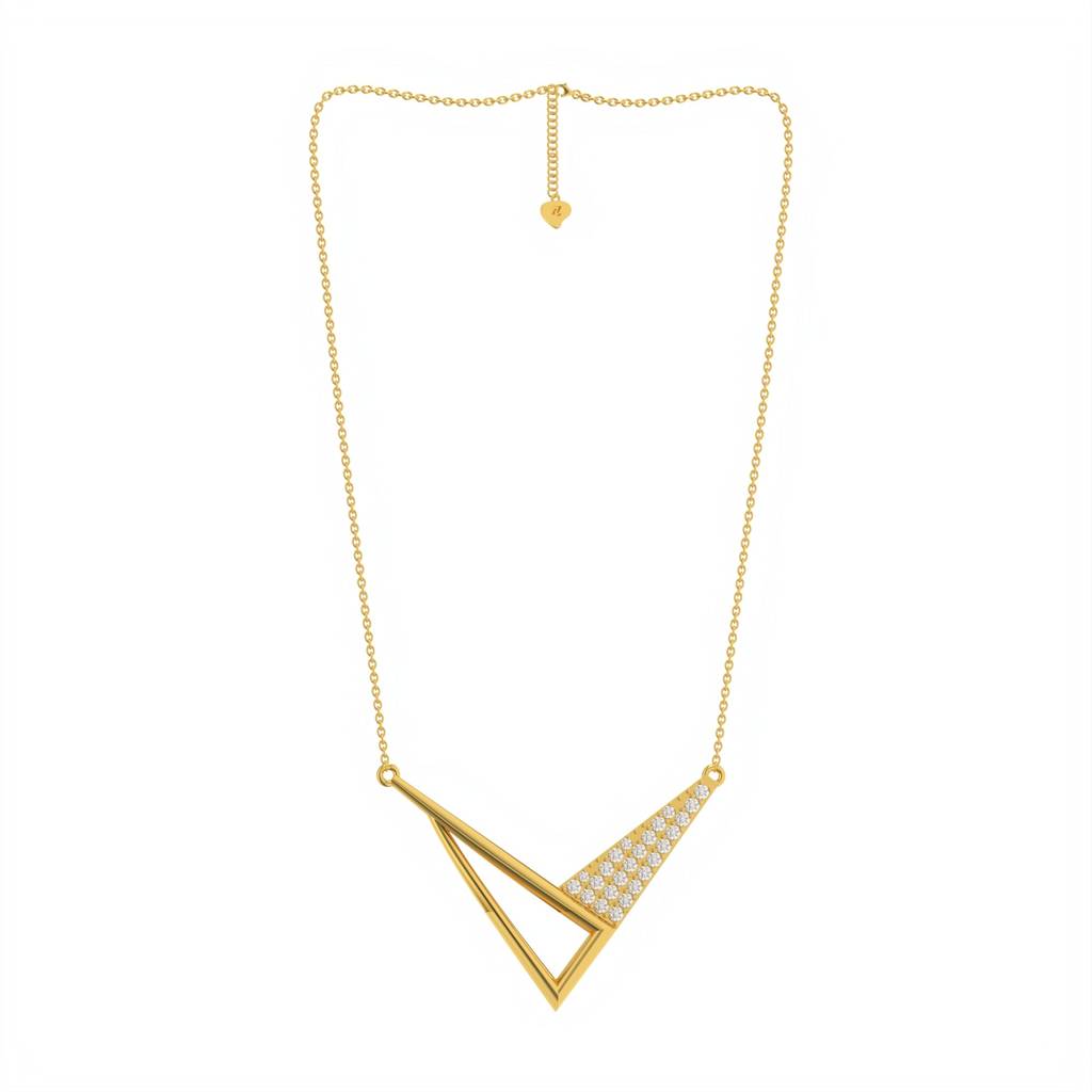 Golden Arrow Round Diamond Necklace : ZLNKL-1020Y