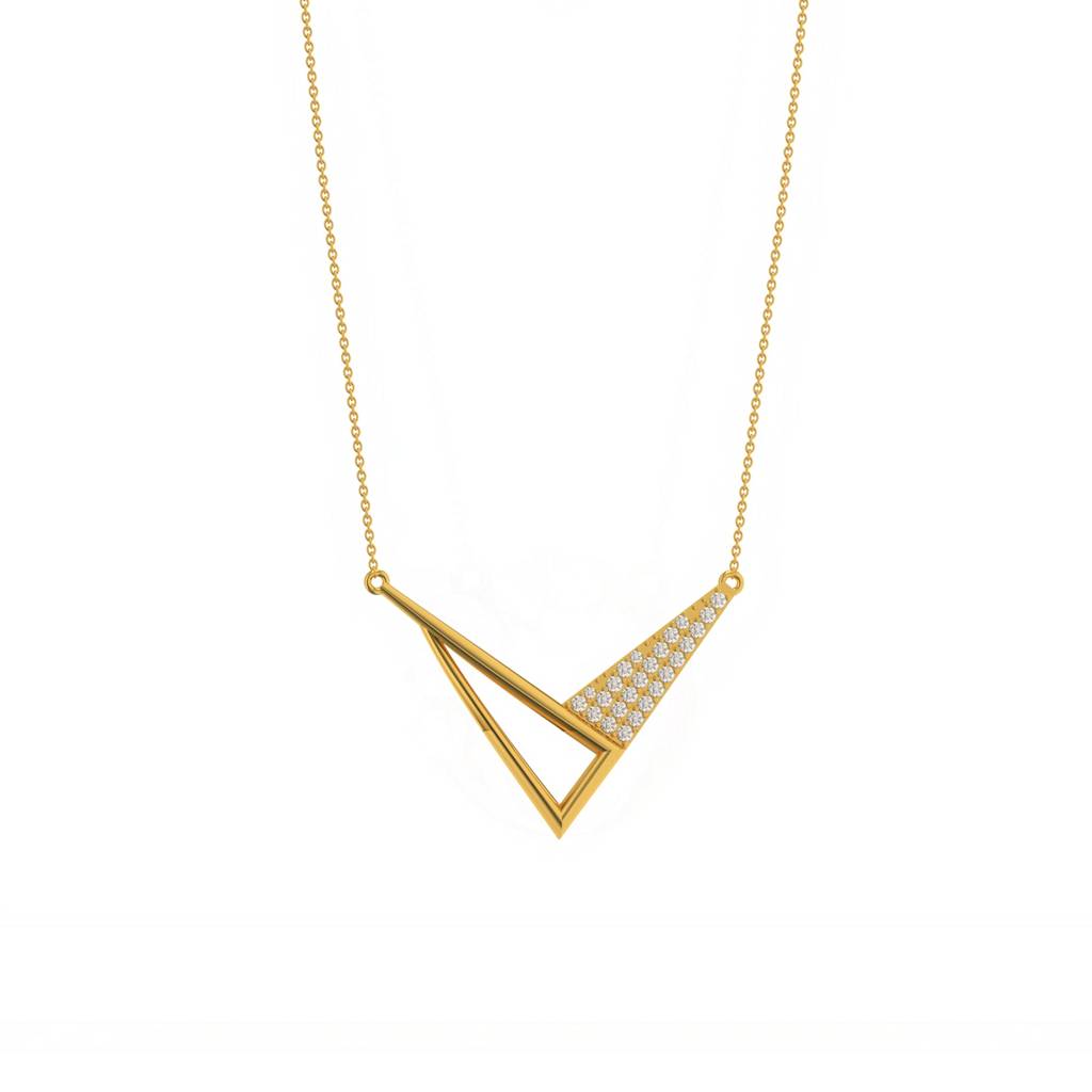 Golden Arrow Round Diamond Necklace : ZLNKL-1020Y