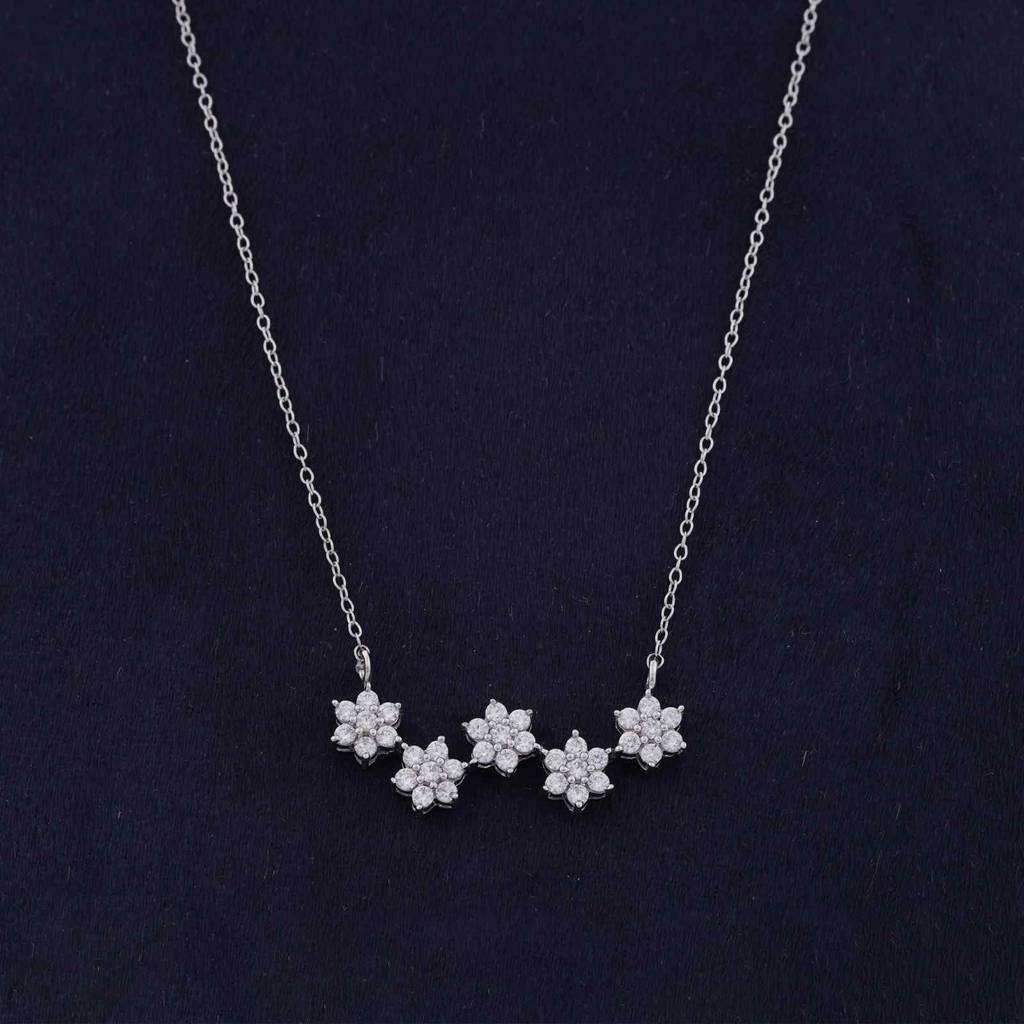 Silver Floral Serenade Necklace : ZLNKL-1025