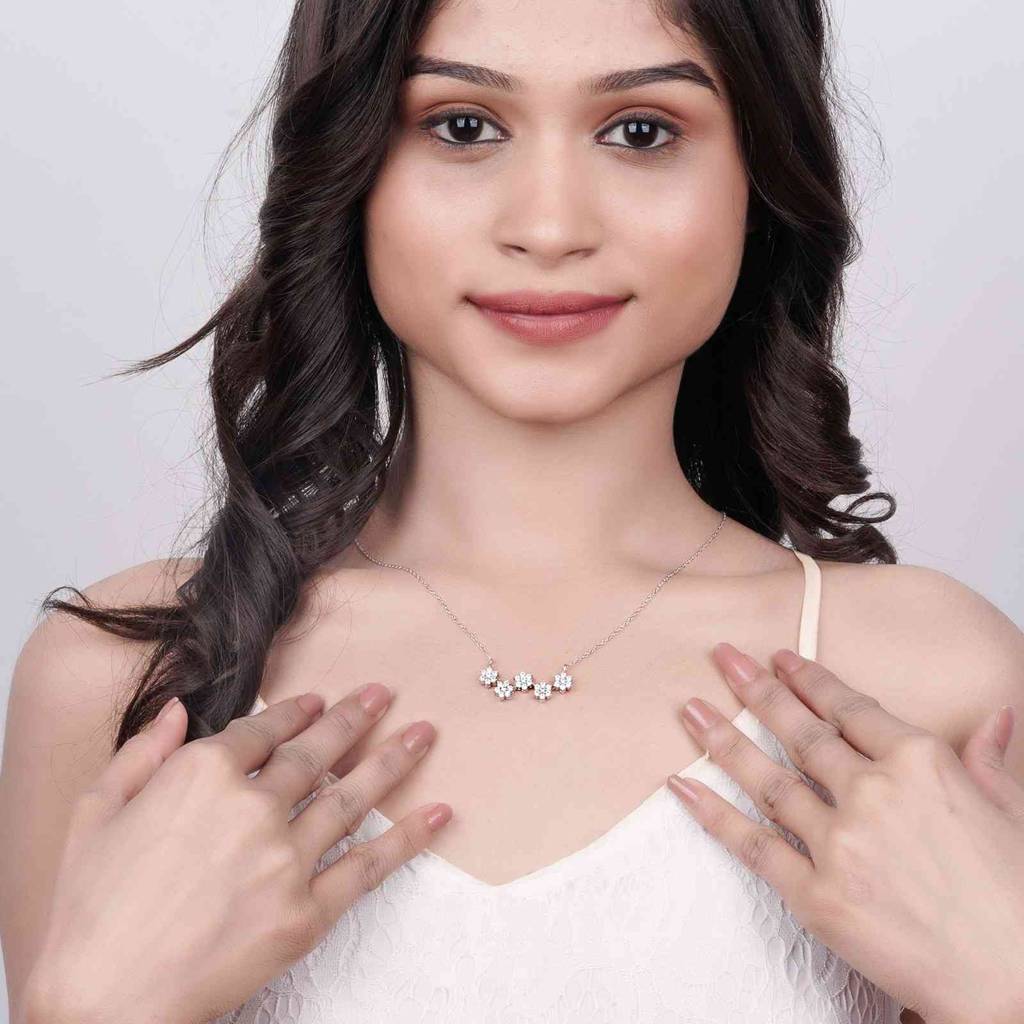 Silver Floral Serenade Necklace : ZLNKL-1025