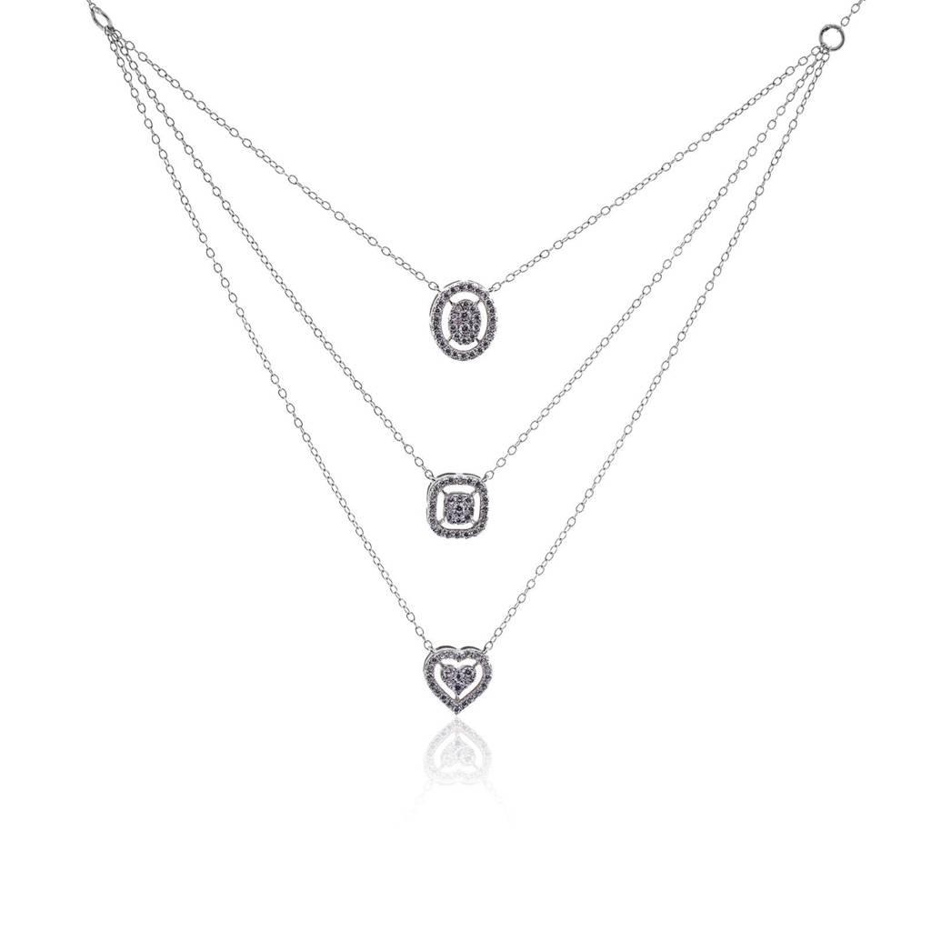 Silver Layered Queens Necklace : ZLNKL-1026