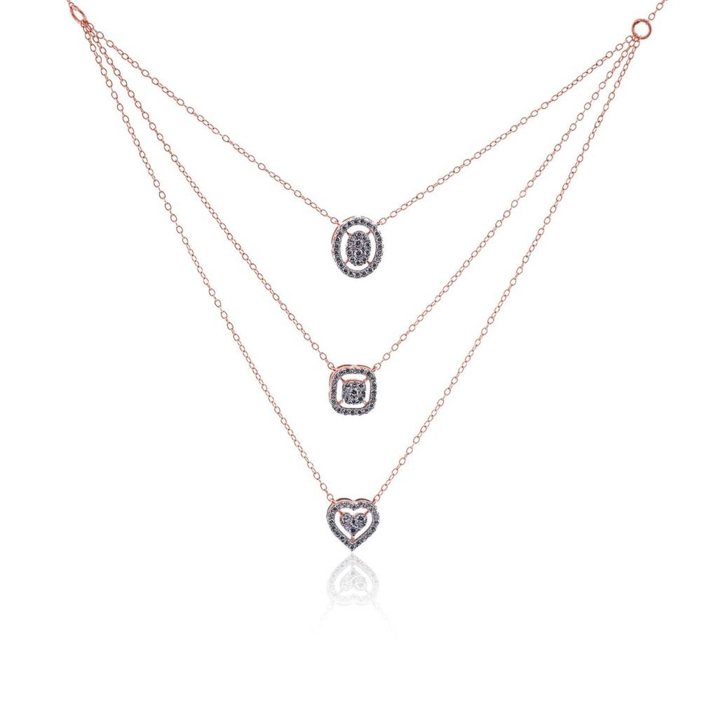 Rose Gold Layered Queens Necklace : ZLNKL-1026R