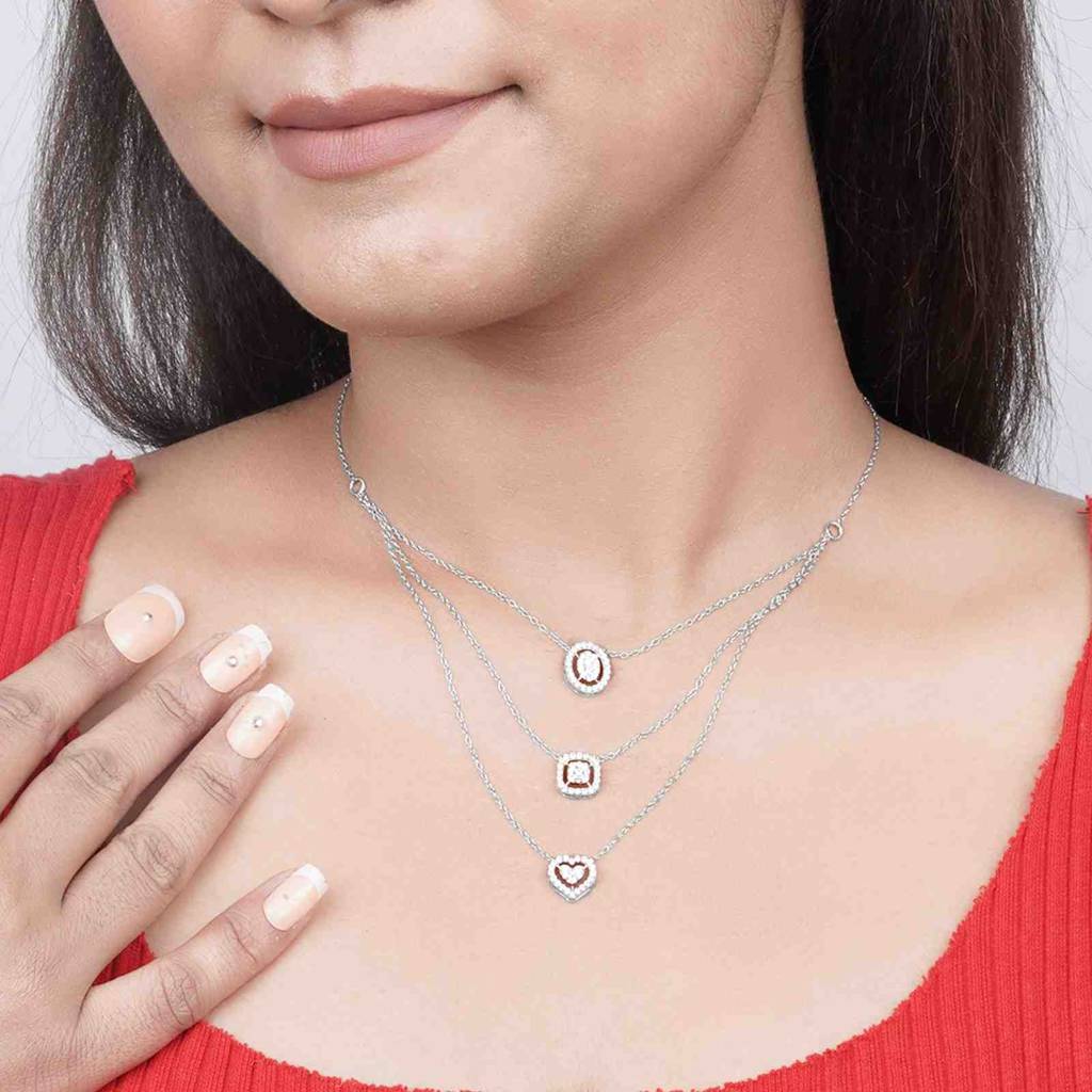 Silver Layered Queens Necklace : ZLNKL-1026