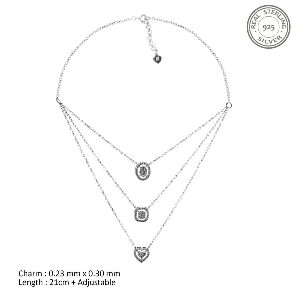 Silver Layered Queens Necklace : ZLNKL-1026