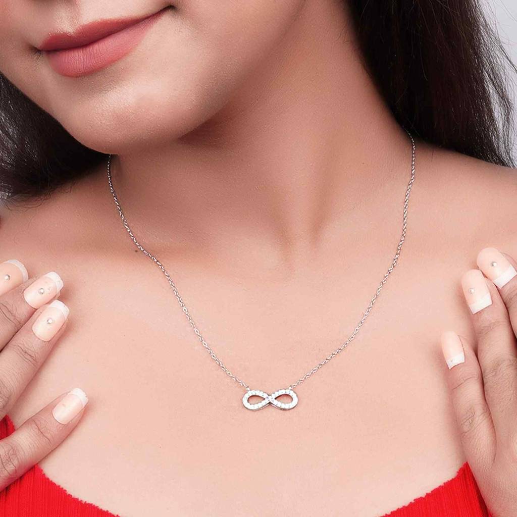Silver Infinity Grace Diamond Necklace : ZLNKL-1027