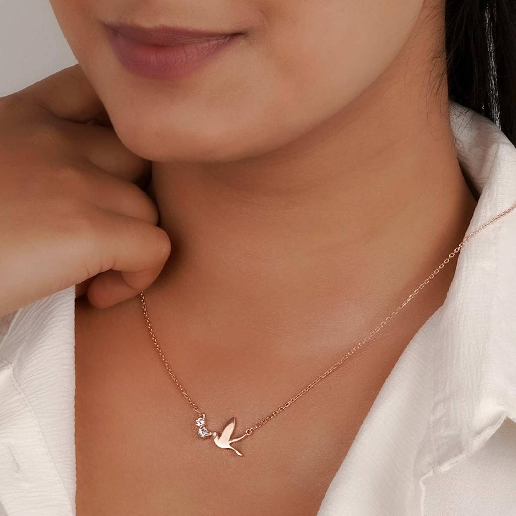 Rose Gold Flying Pigeon Necklace : ZLNKL-1034R