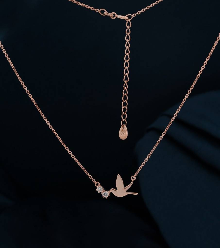 Rose Gold Flying Pigeon Necklace : ZLNKL-1034R