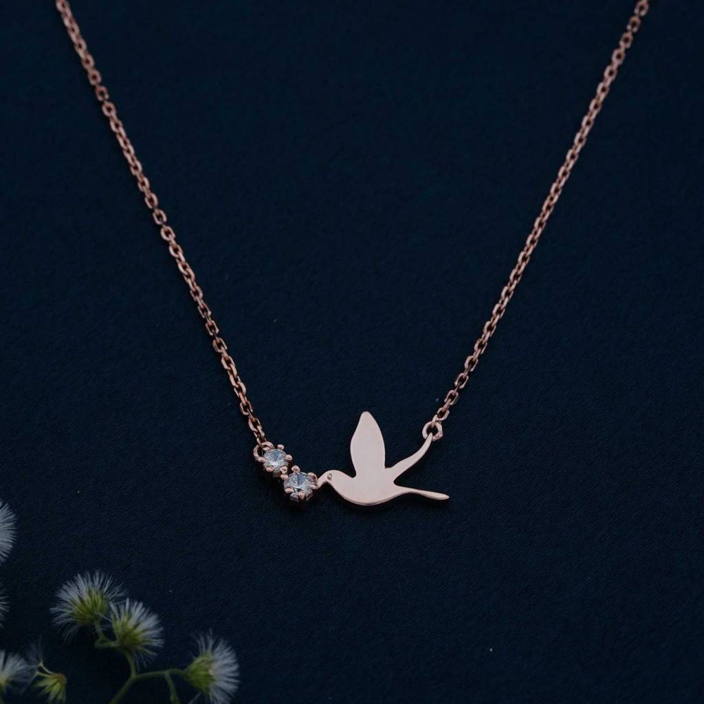 Rose Gold Flying Pigeon Necklace : ZLNKL-1034R