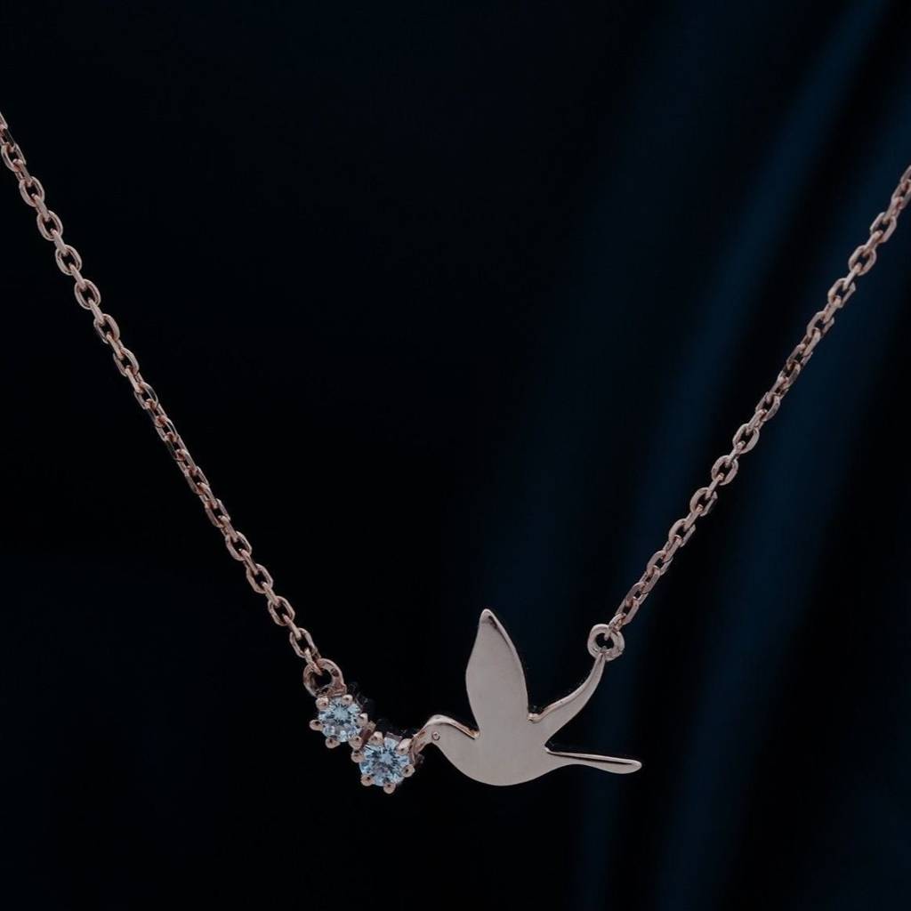 Rose Gold Flying Pigeon Necklace : ZLNKL-1034R