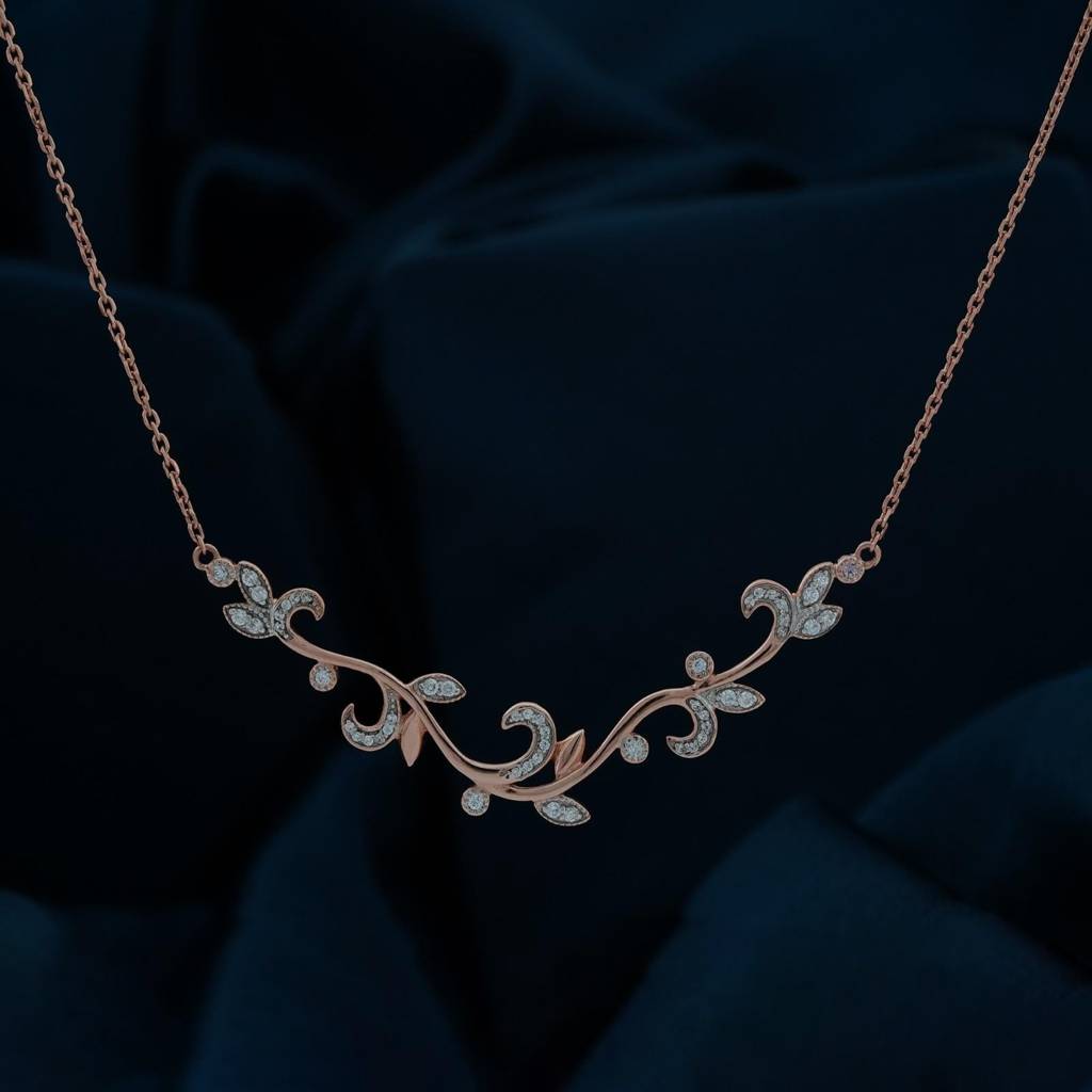 Rose Gold Tree Branches Necklace : ZLNKL-1036R