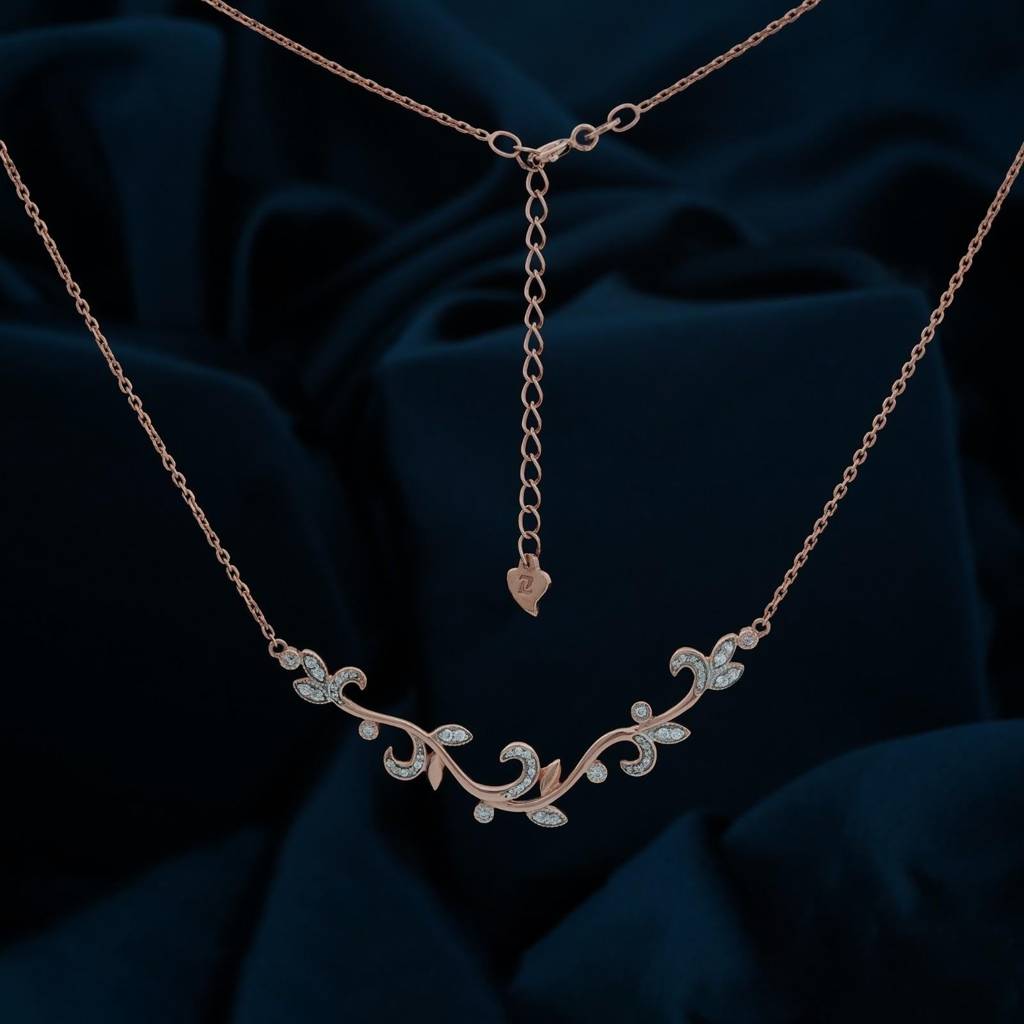 Rose Gold Tree Branches Necklace : ZLNKL-1036R