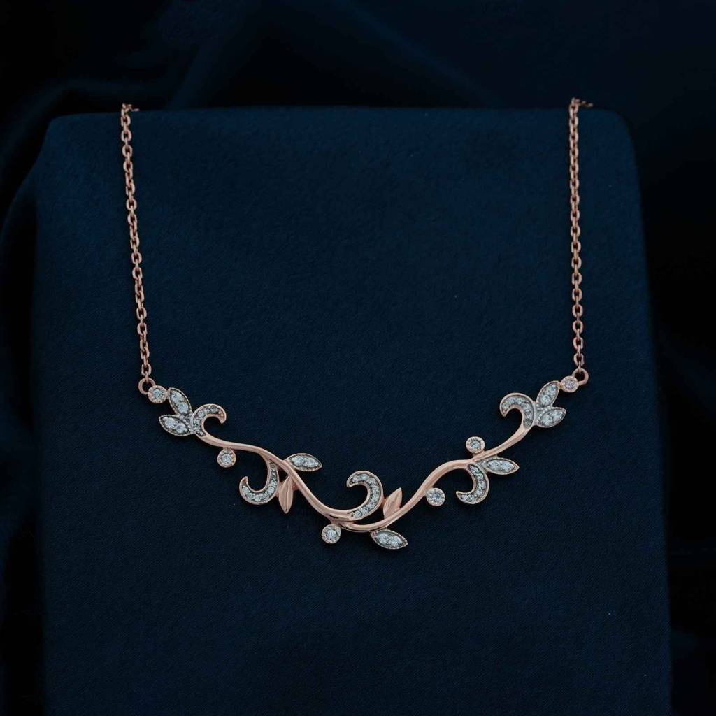 Rose Gold Tree Branches Necklace : ZLNKL-1036R