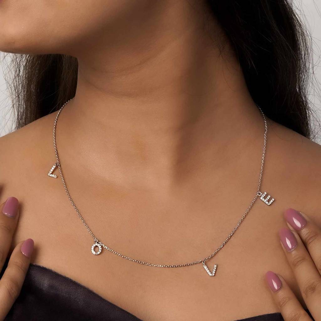 Silver Love Charms Necklace : ZLNKL-1037