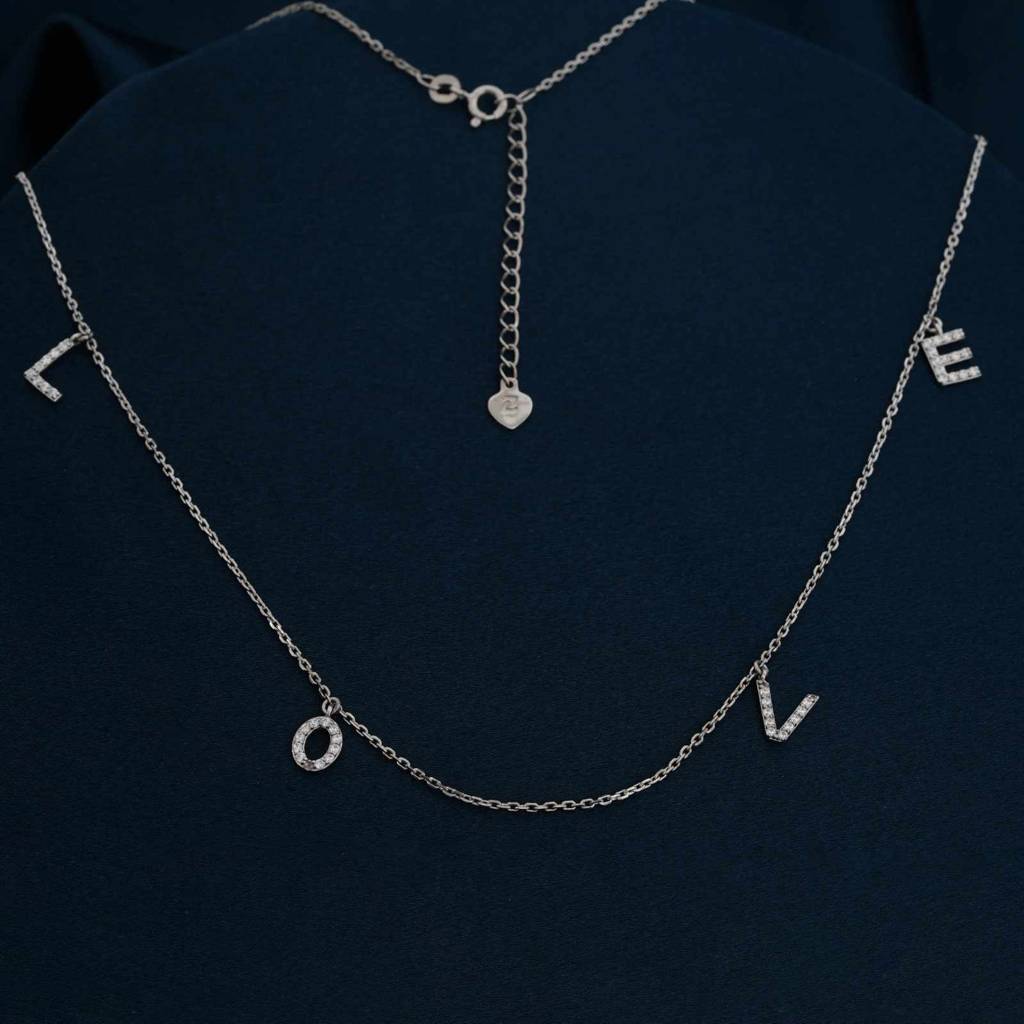 Silver Love Charms Necklace : ZLNKL-1037