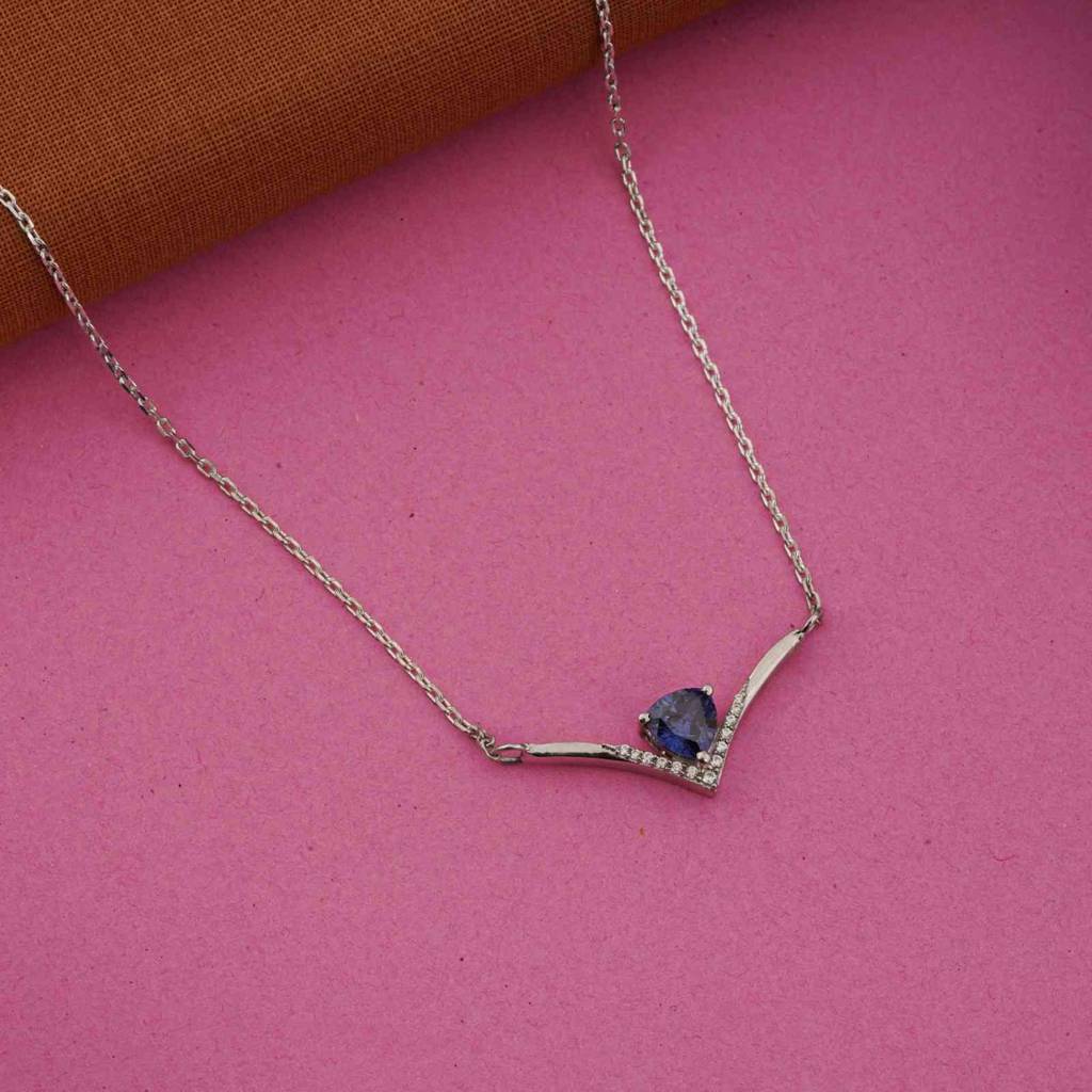 Silver Chevron Women'S Necklace : ZLNKL-1038