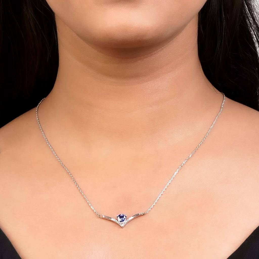 Silver Chevron Women'S Necklace : ZLNKL-1038