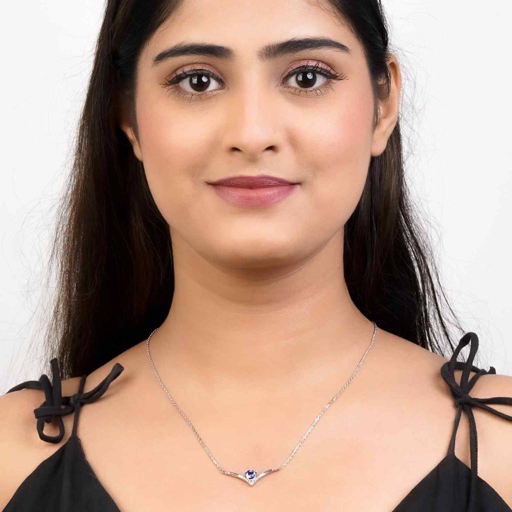 Silver Chevron Women'S Necklace : ZLNKL-1038
