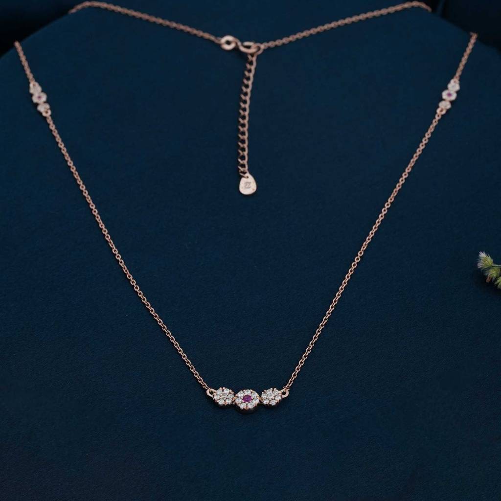 Rose Gold Cluster Charm Necklace : ZLNKL-1042R