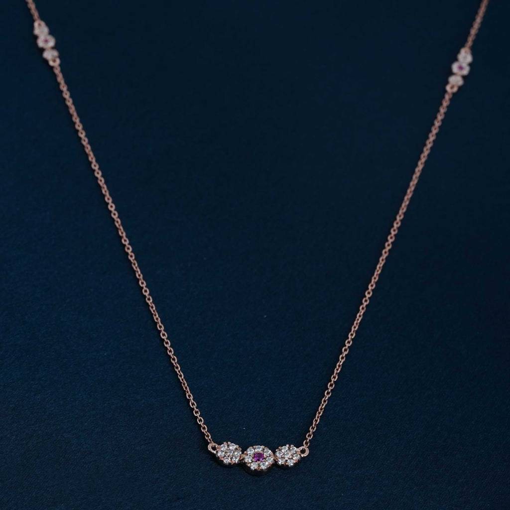 Rose Gold Cluster Charm Necklace : ZLNKL-1042R