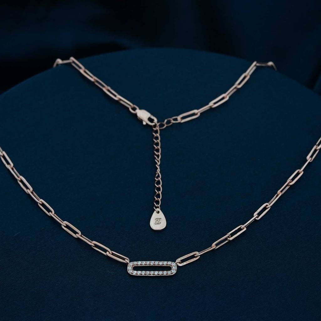 Rose Gold Paperclip Necklace : ZLNKL-1043R