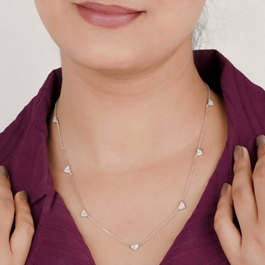 Silver Stellar Heart Charms Necklace : ZLNKL-1045