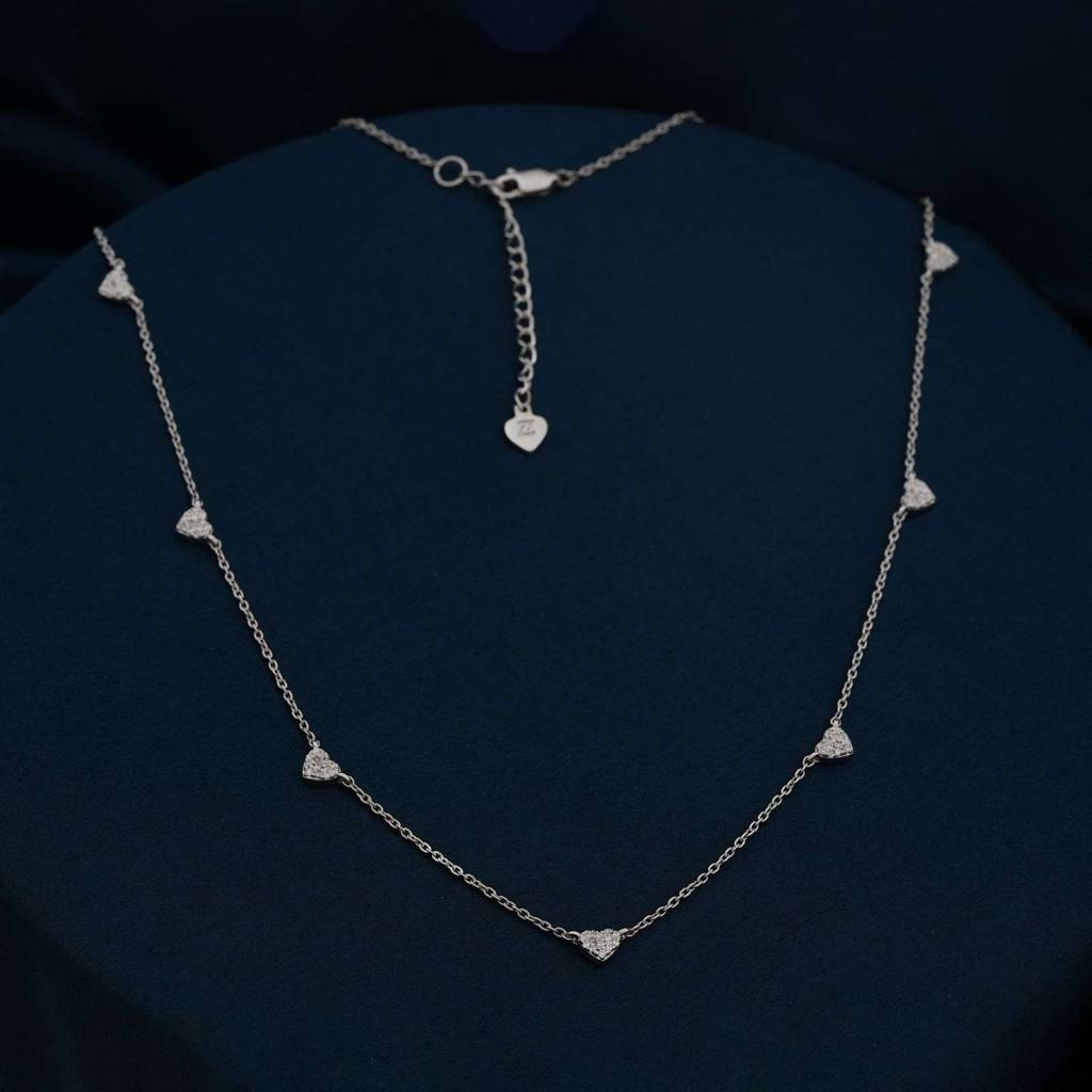 Silver Stellar Heart Charms Necklace : ZLNKL-1045