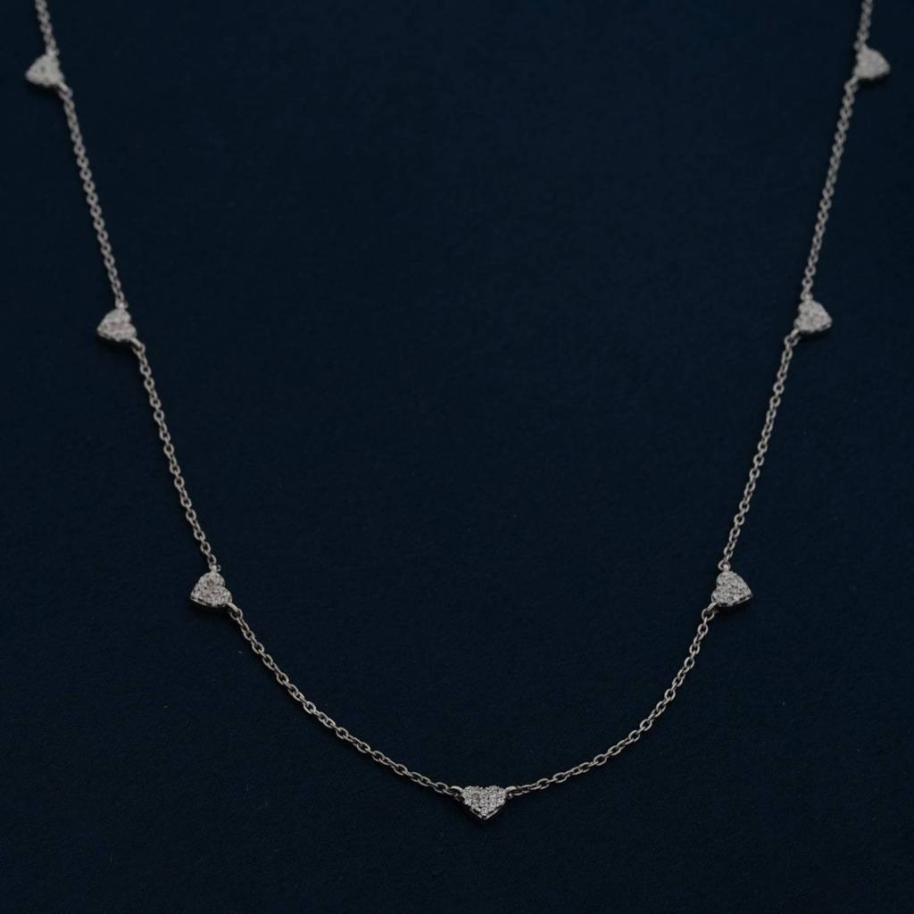 Silver Stellar Heart Charms Necklace : ZLNKL-1045
