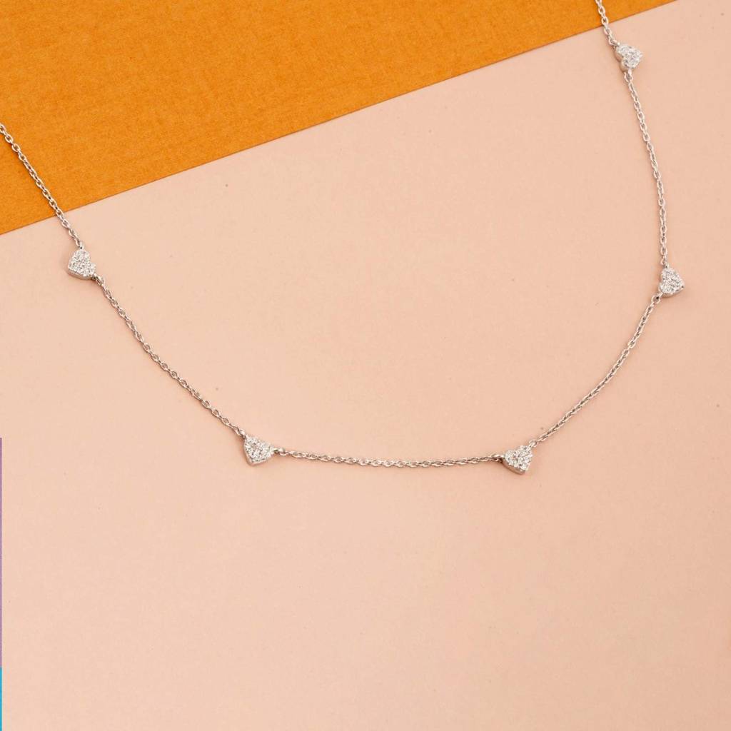 Silver Stellar Heart Charms Necklace : ZLNKL-1045