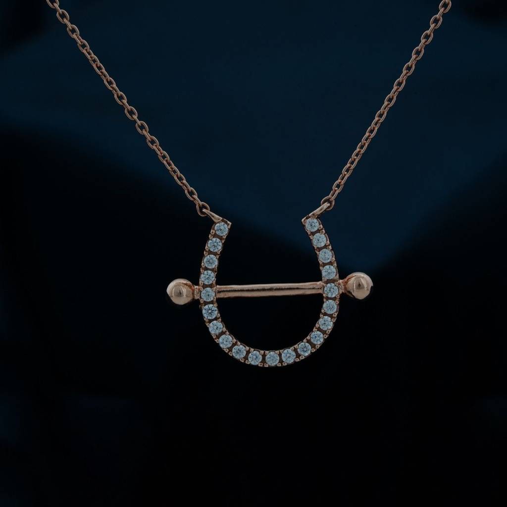 Rose Gold Horseshoe Necklace : ZLNKL-1046