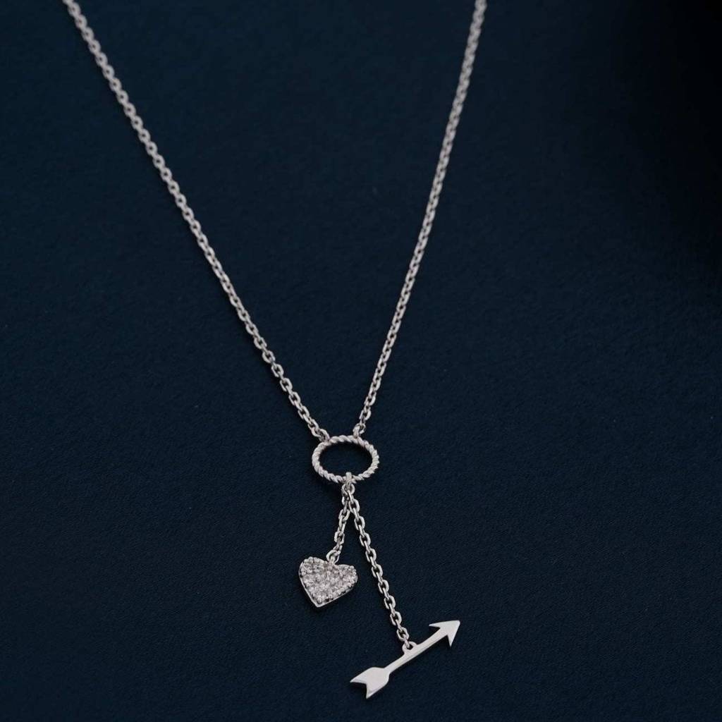 Silver Hit My Heart Arrow Necklace : ZLNKL-1047
