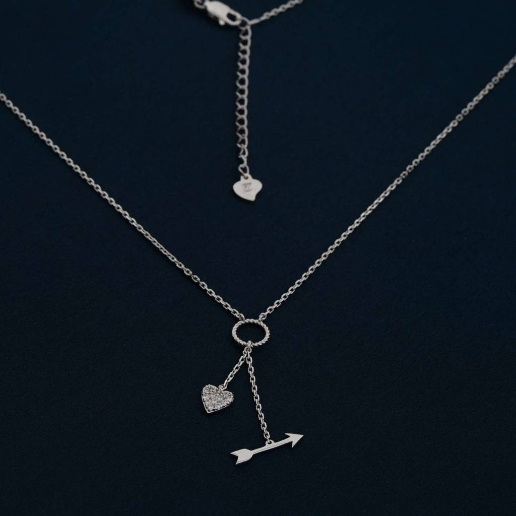 Silver Hit My Heart Arrow Necklace : ZLNKL-1047